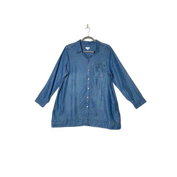 J.Jill size 1X shirt ￼ button up Chabre pockets, casual modest every day - Picture 1 of 8